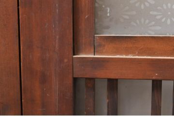 アンティーク建具　上手物!!　大正ロマンなお部屋作りにおすすめな格子入りガラス戸4枚セット(引き戸)(R-068318)