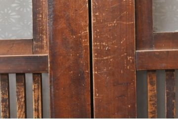 アンティーク建具　上手物!!　大正ロマンなお部屋作りにおすすめな格子入りガラス戸4枚セット(引き戸)(R-068318)