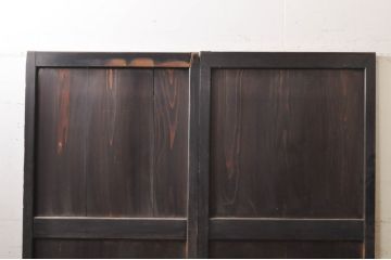 アンティーク建具　シックな空間作りにおすすめな帯戸2枚セット(引き戸、板戸)(R-068320)