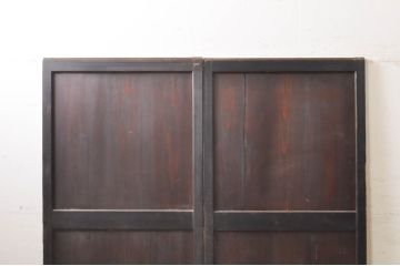 アンティーク建具　シックな空間作りにおすすめな帯戸2枚セット(引き戸、板戸)(R-068320)