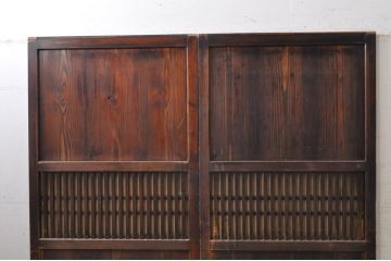 アンティーク建具　和の趣溢れる格子帯戸2枚セット(引き戸、格子戸)(R-068325)