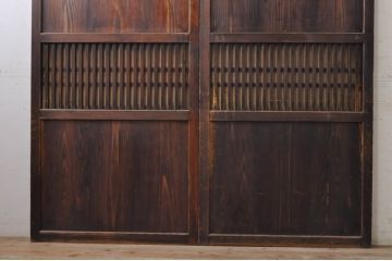 アンティーク建具　和の趣溢れる格子帯戸2枚セット(引き戸、格子戸)(R-068325)