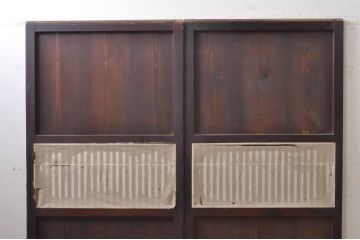 アンティーク建具　和の趣溢れる格子帯戸2枚セット(引き戸、格子戸)(R-068325)