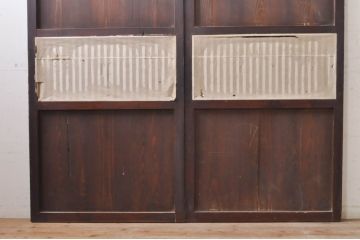 アンティーク建具　和の趣溢れる格子帯戸2枚セット(引き戸、格子戸)(R-068325)