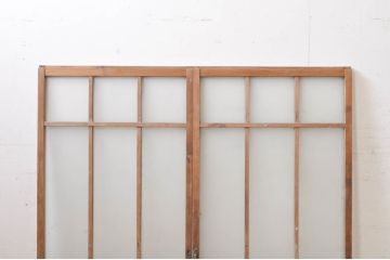 アンティーク建具　大正ロマン　どこか懐かしい雰囲気漂うガラス窓2枚セット(引き戸、ガラス戸)(R-068326)