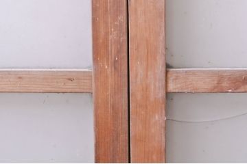 アンティーク建具　大正ロマン　どこか懐かしい雰囲気漂うガラス窓2枚セット(引き戸、ガラス戸)(R-068326)