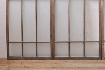 アンティーク建具　大正ロマン　どこか懐かしい雰囲気漂うガラス窓4枚セット(引き戸、ガラス戸)(R-068327)