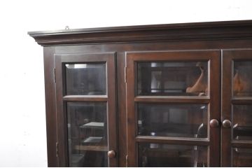 中古　美品　松本民芸家具　西洋の伝統的なデザインをモチーフにしたリネン型食器棚(キャビネット、カップボード、収納棚、戸棚)(定価約142万円)(R-068328)