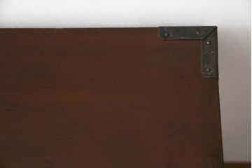 和製アンティーク　美品!!　前面欅(ケヤキ)材　 存在感のある金具が魅力的な会津箪笥ローボード(時代箪笥、和たんす、収納箪笥、衣装箪笥、引き出し、ローチェスト、テレビ台)(R-068357)
