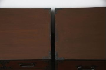 和製アンティーク　美品!!　前面欅(ケヤキ)材　 存在感のある金具が魅力的な会津箪笥ローボード(時代箪笥、和たんす、収納箪笥、衣装箪笥、引き出し、ローチェスト、テレビ台)(R-068358)