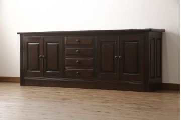 中古　美品　松本民芸家具　レア!洗練された佇まいのクリデンザサイドボード(クレデンザ、リビングボード、収納棚、引き出し、戸棚)(定価約100万円)(R-068374)
