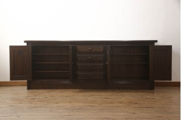 中古　美品　松本民芸家具　レア!洗練された佇まいのクリデンザサイドボード(クレデンザ、リビングボード、収納棚、引き出し、戸棚)(定価約100万円)(R-068374)
