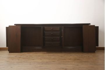 中古　美品　松本民芸家具　レア!洗練された佇まいのクリデンザサイドボード(クレデンザ、リビングボード、収納棚、引き出し、戸棚)(定価約100万円)(R-068374)