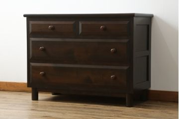 中古　美品　松本民芸家具　ドレッサーリメイク　シックな色合いが落ち着いた雰囲気を醸し出すサイドボード(サイドチェスト、ドレッシングチェスト、引き出し、テレビ台、テレビボード)(R-068376)