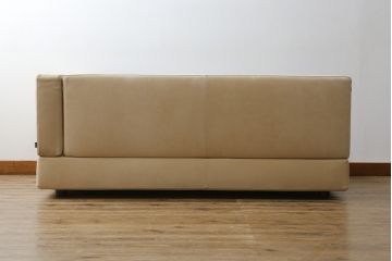 中古　美品　arflex(アルフレックス)　GRAN(グラン)　サイドテーブル付き　レーザーとファブリックの組み合わせがお洒落なクッション付きシステムソファ(本革、カウチソファ、コーナーソファ、ラウンドソファ、アームソファ)(R-068386)