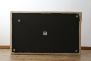 中古　美品　arflex(アルフレックス)　GRAN(グラン)　サイドテーブル付き　レーザーとファブリックの組み合わせがお洒落なクッション付きシステムソファ(本革、カウチソファ、コーナーソファ、ラウンドソファ、アームソファ)(R-068386)