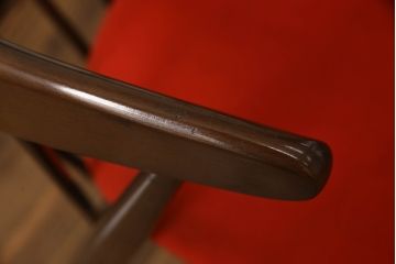 和製ビンテージ　希少デザイン!!　飛騨産業　キツツキ　重厚感ある佇まいと洗練されたデザインが美しいアームチェア(ダイニングチェア、椅子、イス、ヴィンテージ)(R-068398)