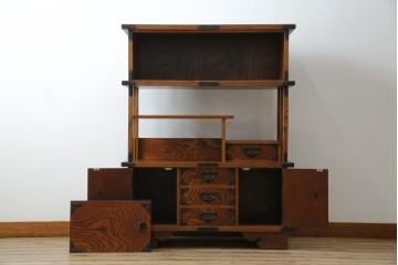 和製ヴィンテージ　岩谷堂箪笥　力強い杢目が上質な和を演出する飾り棚　(R-068405)