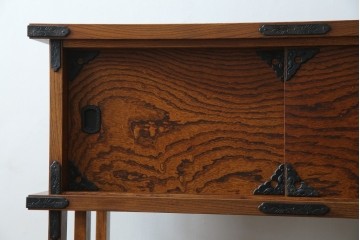 和製ヴィンテージ　岩谷堂箪笥　力強い杢目が上質な和を演出する飾り棚　(R-068405)