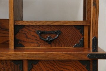 和製ヴィンテージ　岩谷堂箪笥　力強い杢目が上質な和を演出する飾り棚　(R-068405)