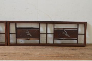 アンティーク建具　落ち着いた和の空間を演出する透かし彫り欄間2枚セット(明り取り、明かり取り)(R-068419)