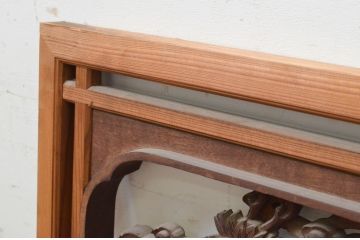 アンティーク建具　井波彫刻　鶴が羽ばたく繊細な彫刻が美しい両面彫刻欄間1枚(明り取り、明かり取り)(R-068420)