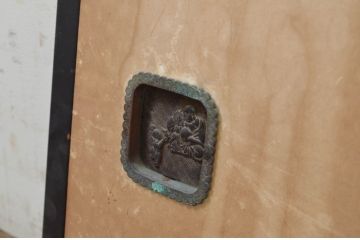アンティーク建具　引き手のデザインが魅力的なふすま2枚セット(引き戸、ふすま戸、襖、窓)(R-068421)
