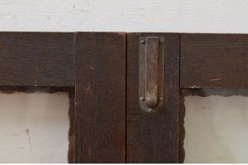 アンティーク建具　レトロな雰囲気が魅力のガラス窓2枚セット(両開き窓、ガラス戸、ガラス扉)(R-068423)