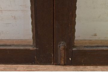 アンティーク建具　レトロな雰囲気が魅力のガラス窓2枚セット(両開き窓、ガラス戸、ガラス扉)(R-068423)