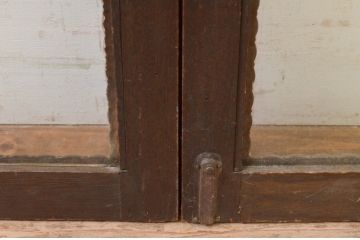アンティーク建具　レトロな雰囲気が魅力のガラス窓2枚セット(両開き窓、ガラス戸、ガラス扉)(R-068424)