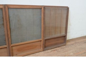 アンティーク建具　神棚の小さなガラス入り格子戸4枚セット(引き戸、ガラス戸、窓)(R-068427)