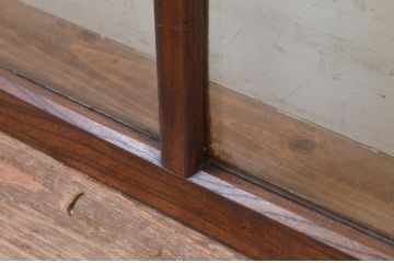 アンティーク建具　総欅(ケヤキ)材　お部屋に取り入れやすいシンプルなガラス窓4枚セット(引き戸、ガラス戸)(R-068428)