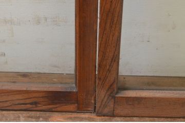 アンティーク建具　総欅(ケヤキ)材　お部屋に取り入れやすいシンプルなガラス窓4枚セット(引き戸、ガラス戸)(R-068428)