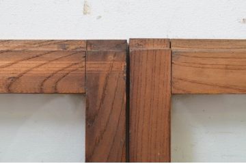 アンティーク建具　総欅(ケヤキ)材　お部屋に取り入れやすいシンプルなガラス窓4枚セット(引き戸、ガラス戸)(R-068428)