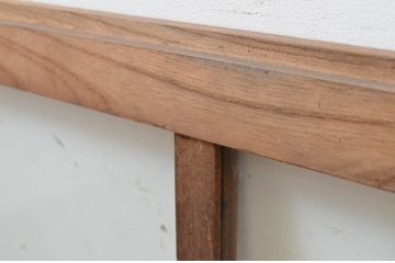 アンティーク建具　総欅(ケヤキ)材　お部屋に取り入れやすいシンプルなガラス窓4枚セット(引き戸、ガラス戸)(R-068428)