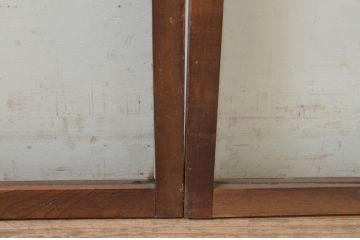 アンティーク建具　総欅(ケヤキ)材　お部屋に取り入れやすいシンプルなガラス窓4枚セット(引き戸、ガラス戸)(R-068428)
