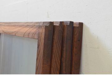 アンティーク建具　総欅(ケヤキ)材　お部屋に取り入れやすいシンプルなガラス窓4枚セット(引き戸、ガラス戸)(R-068428)