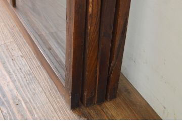 アンティーク建具　総欅(ケヤキ)材　お部屋に取り入れやすいシンプルなガラス窓4枚セット(引き戸、ガラス戸)(R-068428)