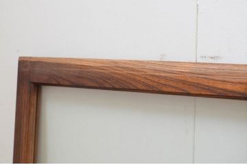 アンティーク建具　総欅(ケヤキ)材　お部屋に取り入れやすいシンプルなガラス窓4枚セット(引き戸、ガラス戸)(R-068429)