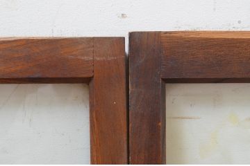 アンティーク建具　総欅(ケヤキ)材　お部屋に取り入れやすいシンプルなガラス窓4枚セット(引き戸、ガラス戸)(R-068429)