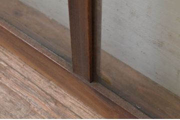 アンティーク建具　総欅(ケヤキ)材　お部屋に取り入れやすいシンプルなガラス窓4枚セット(引き戸、ガラス戸)(R-068429)