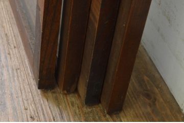 アンティーク建具　総欅(ケヤキ)材　お部屋に取り入れやすいシンプルなガラス窓4枚セット(引き戸、ガラス戸)(R-068429)