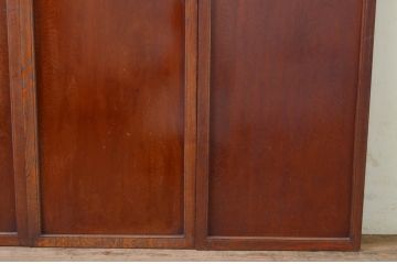 アンティーク建具　枠栗材　鏡板杉材の美しい漆塗り板戸窓4枚セット(引き戸)(R-068430)