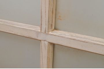 アンティーク建具　ペイント仕上げ限定　昭和レトロ　インテリアに取り入れやすいシンプルなデザインのペイントガラス窓4枚セット(引き戸、ガラス戸)(R-068437)