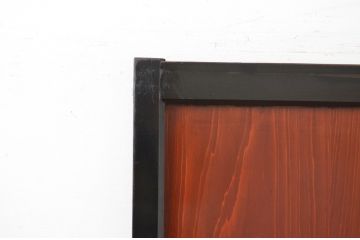 アンティーク建具　和モダンな空間作りにおすすめな漆塗りのガラス帯戸1枚(引き戸、ガラス戸)(R-068443)