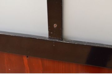 アンティーク建具　和モダンな空間作りにおすすめな漆塗りのガラス帯戸1枚(引き戸、ガラス戸)(R-068443)
