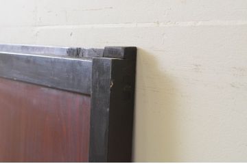 アンティーク建具　和モダンな空間作りにおすすめな漆塗りのガラス帯戸1枚(引き戸、ガラス戸)(R-068443)