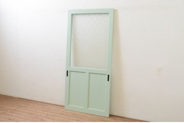 アンティーク建具　ペイント仕上げ限定　レトロな空間作りにおすすめなペイントダイヤガラス戸1枚(引き戸)(R-068444)