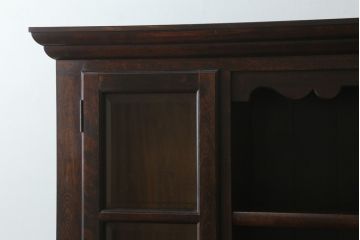 中古　美品!!　松本民芸家具　シックなデザインが魅力のF型食器棚(カップボード、キャビネット、収納棚、戸棚、飾り棚)(定価約105万円)(R-068448)