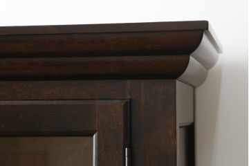中古　美品!!　松本民芸家具　シックなデザインが魅力のF型食器棚(カップボード、キャビネット、収納棚、戸棚、飾り棚)(定価約105万円)(R-068448)